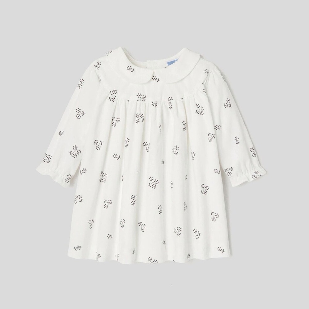 Jacadi Baby Girl Black and White Floral Velour Dress